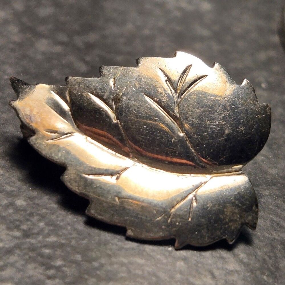 Leaf Vintage Sterling Silver Brooch Pin